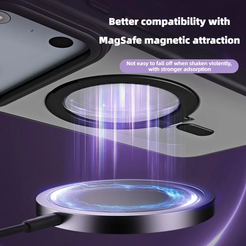 

Magnetic Invisible Kickstand Case for iPhone 16 Pro Max / iPhone 17， Full-Round Protection Pivot Cover