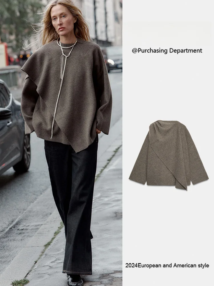 2025 inverno nova chegada feminino malha ort casaco jaet versátil design simples commute sle longo sve redondo ne outerwear