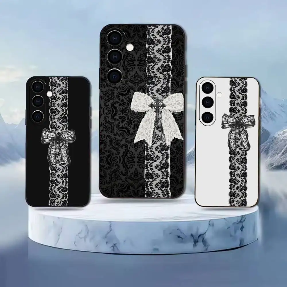 

Lace Print Pattern Phone Case For Samsung Galaxy A20,21s,22,31,32,52,53,72,73,80,91 Soft Black Shell