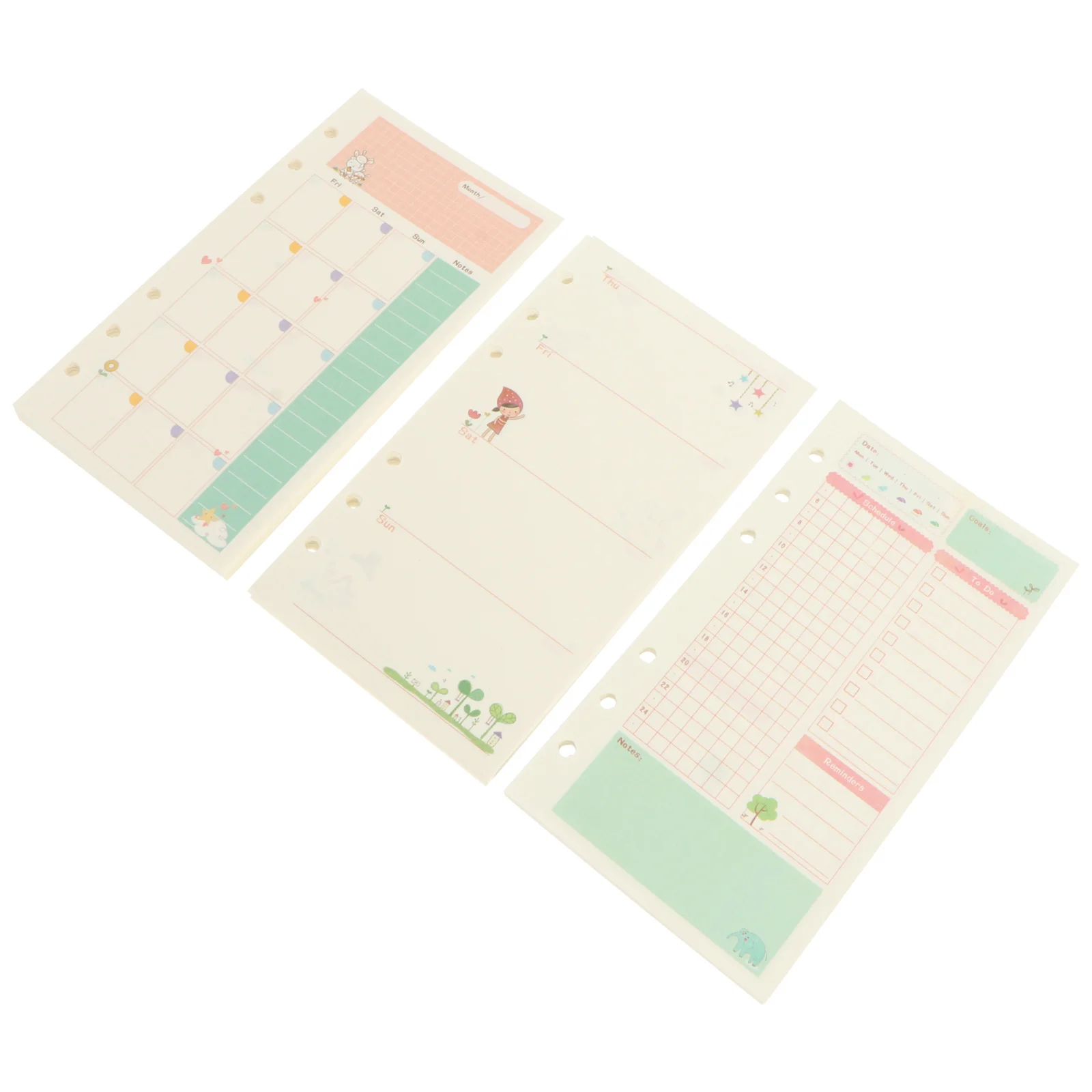 

3pcs Monthly Weekly Daily Planner Refill Pads Thick Smooth Writing Paper No Ink Bleed For Office School Use Six Holes Loose Leaf