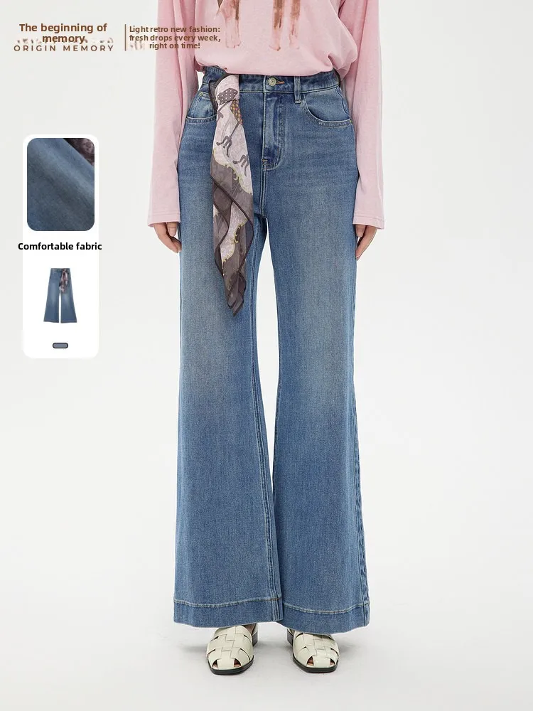 

Джинсы клеш с высокой талией, модные, универсальные, стройнящие, весна 2026, повседневные, на молнии, приталенный крой, темные цвета, женские