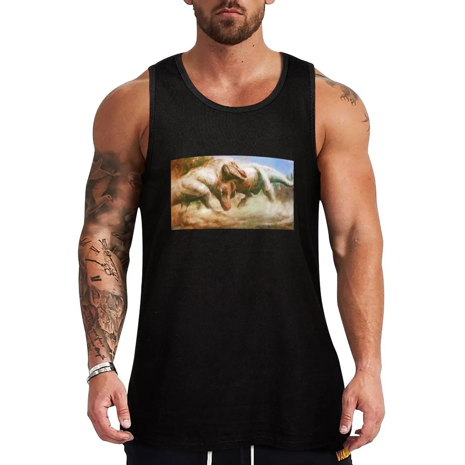 

Tyrannosaurus rex head-butts Tank Top bodybuilding man gym clothes for man fitness