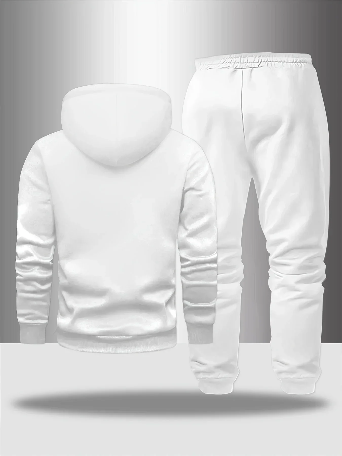 Women Fashion Hoodie & Long Pants 2‑Piece Outfit, Printed Design Two‑Piece Set, Ladies Autumn Winter Hooded Tracksuit view 5