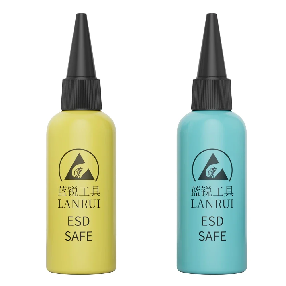 LANRUI 60ml Leak-proof Antistatic Solvent Bottle with 1 Needle for Phone Repair Alcohol Glue Rosin Liquids Flux Dispensing Tool