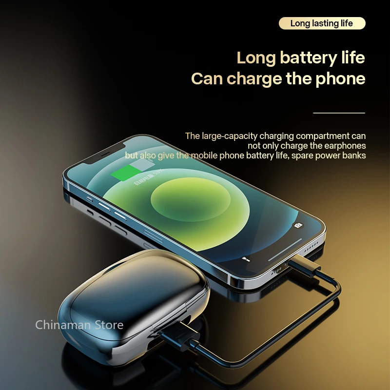 Auriculares TWS inalámbricos Bluetooth 5,2, auriculares estéreo para juegos, auriculares deportivos impermeables con pantalla LED cotrol táctil