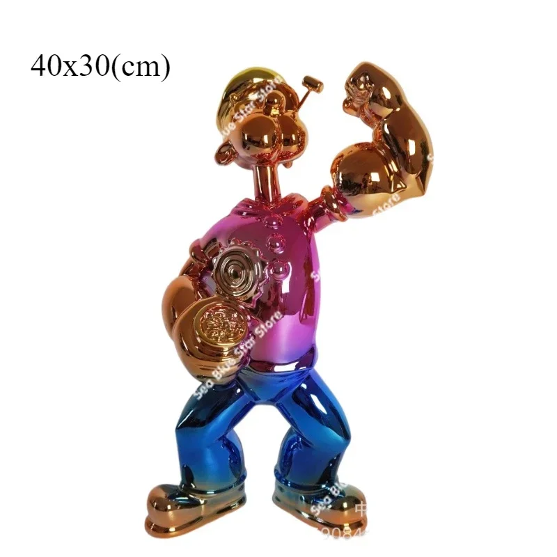 Creative Popeye Sailor Ornament Electroplating Fiberglass Sculpture Hotel Entrance Decoration Color Interior Crafts