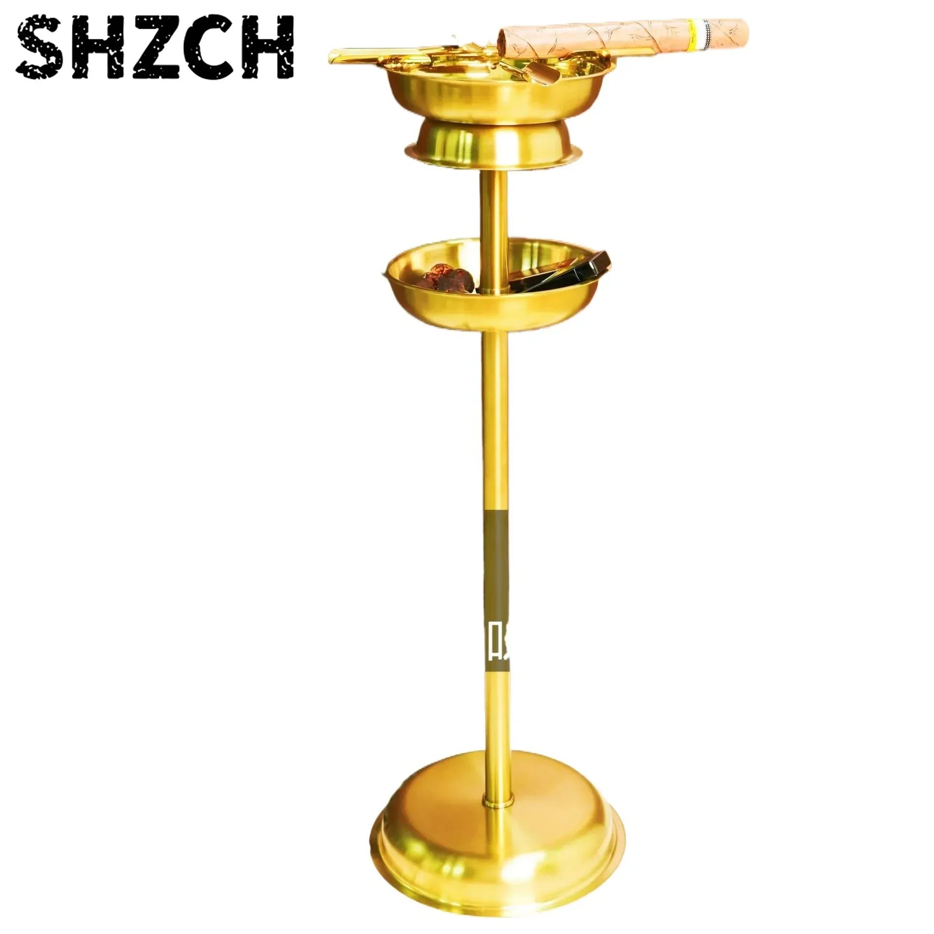 New Item Office Stainless Steel Round Standing Disassemble Cigar Ashtray With Middle Plate For Cigar Accessories