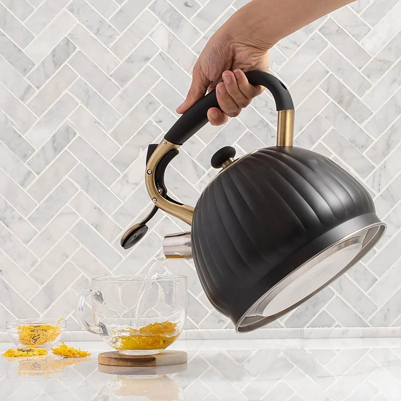 New 3.5L Whistling Kettle Stainless Steel Whistle Tea Kettle For Gas Stove Induction Cooker Pumpkin Shape Tea Pot