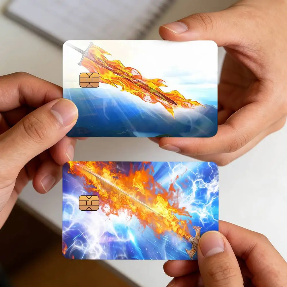 Flaming Sword Cool Hot Sale Decor Exquisite Card Sticker For Debit Credit Bank Cards Skin Cover Gift Student