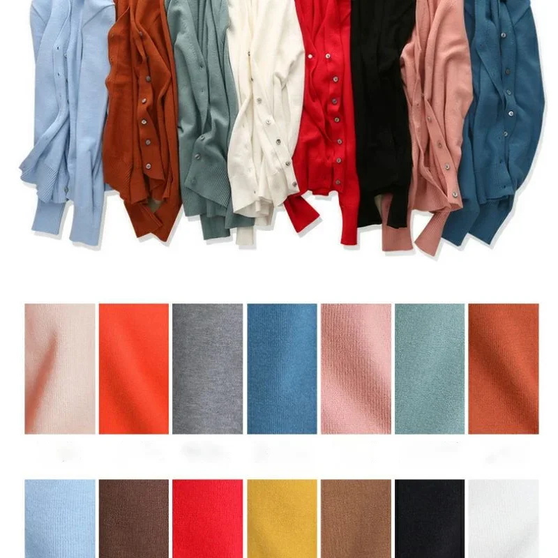 

Женский однобортный Кардиган Smvp, вязаный мешковатый кардиган с V-образным вырезом, однотонный, в Корейском стиле, Осень-зима 2024