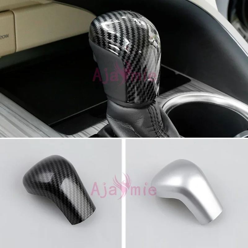 

For Toyota Camry 2018 Interior Gear Knob Cover Trim Panel Overlay Silver Carbon Fiber Color Chrome Car Styling Accessories