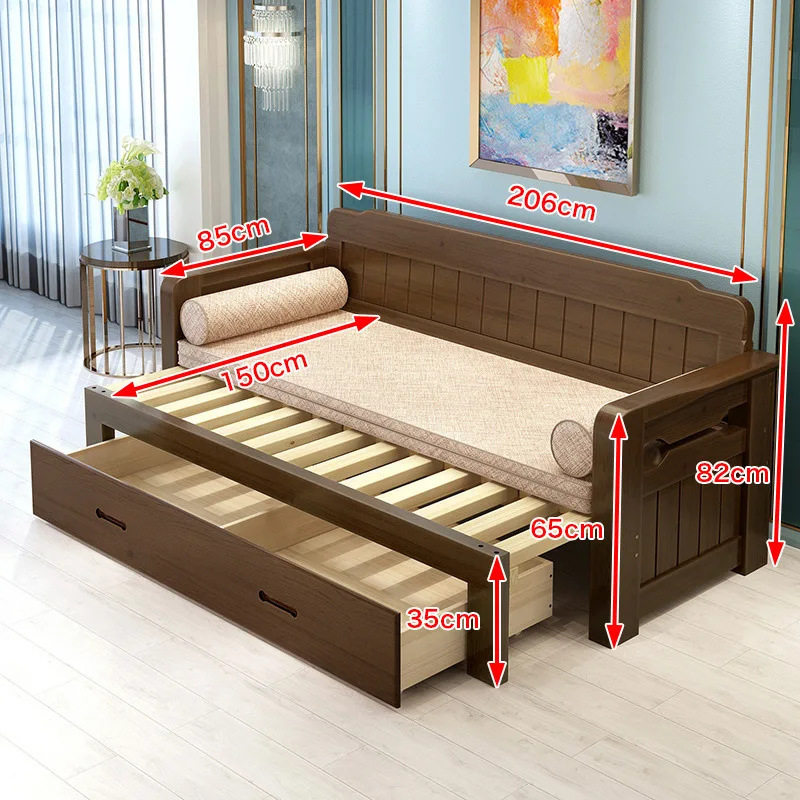 Новый выдвижной диван-кровать в китайском стиле, многофункциональный небольшой бытовой диван двойного назначения