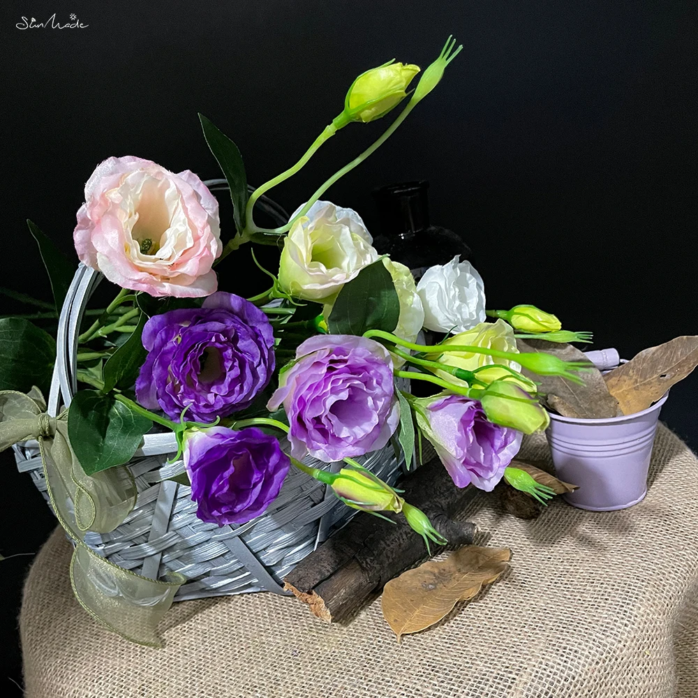 SunMade Lisianthus Silk Artificial Flower Home Wedding Decoration Flower Arrangement Accessaries Flores Artificales Purple Flore