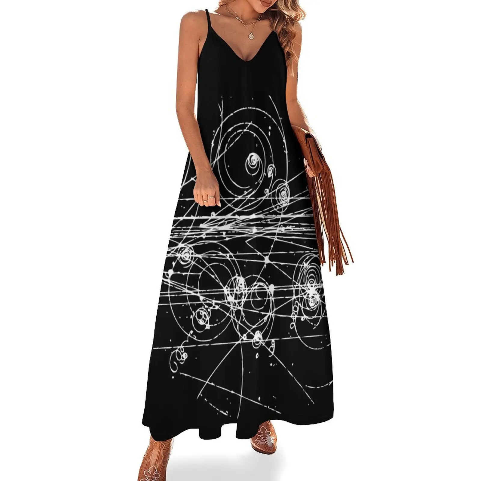 

Particle tracks (dark) Sleeveless Long Dress Long dresses women's summer dresses 2025 Dress