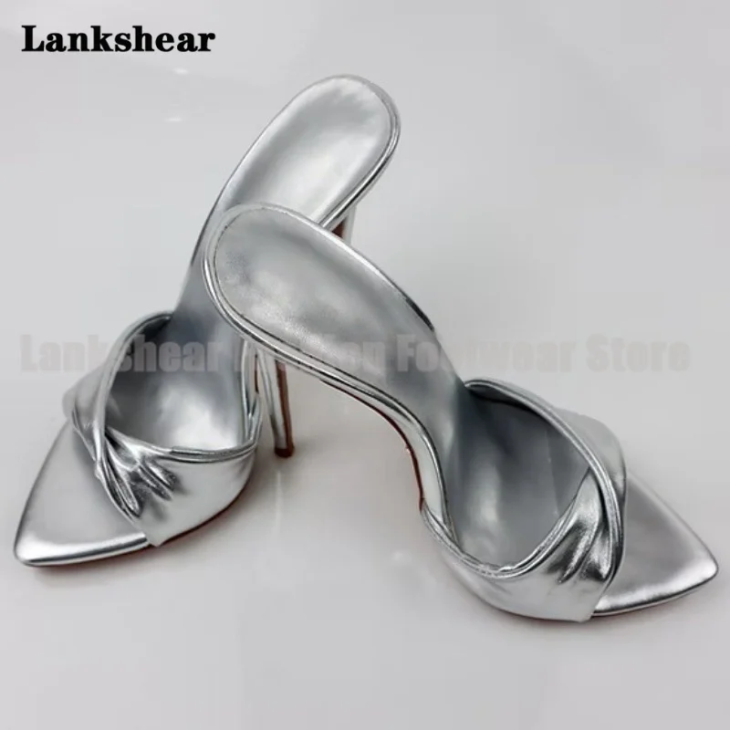 Twist-Knoop Open Teen Muilezels Slippers Sexy Puntschoen Hoge Hakken Vrouwen Schoenen Zomer Slippers Nieuw In Sandalias De mujer Verano