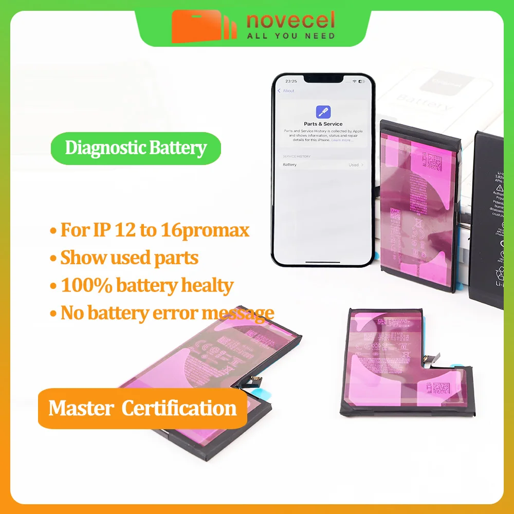 

2pcs Standard Capacity Diagnostic Battery For iPhone 15 14 13 12 100% Healthy New 0-cycle No Pop Up Shows Diagnosed On IOS 18&26