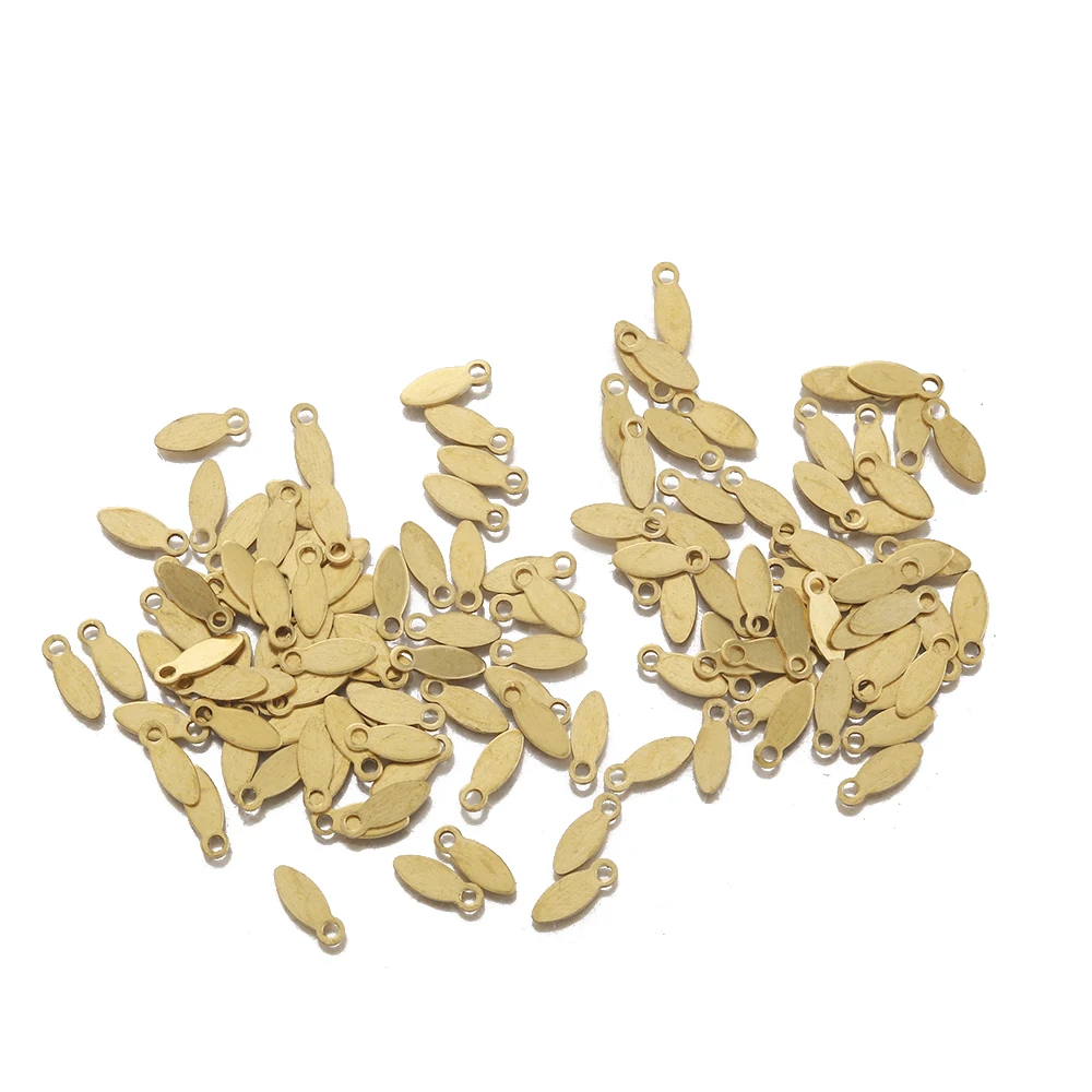 100pcs Raw Brass Oval Flat Blank Tag Charms Drop Shape Stamping Small Pendant For Necklace Bracelet Jewelry Making Finding