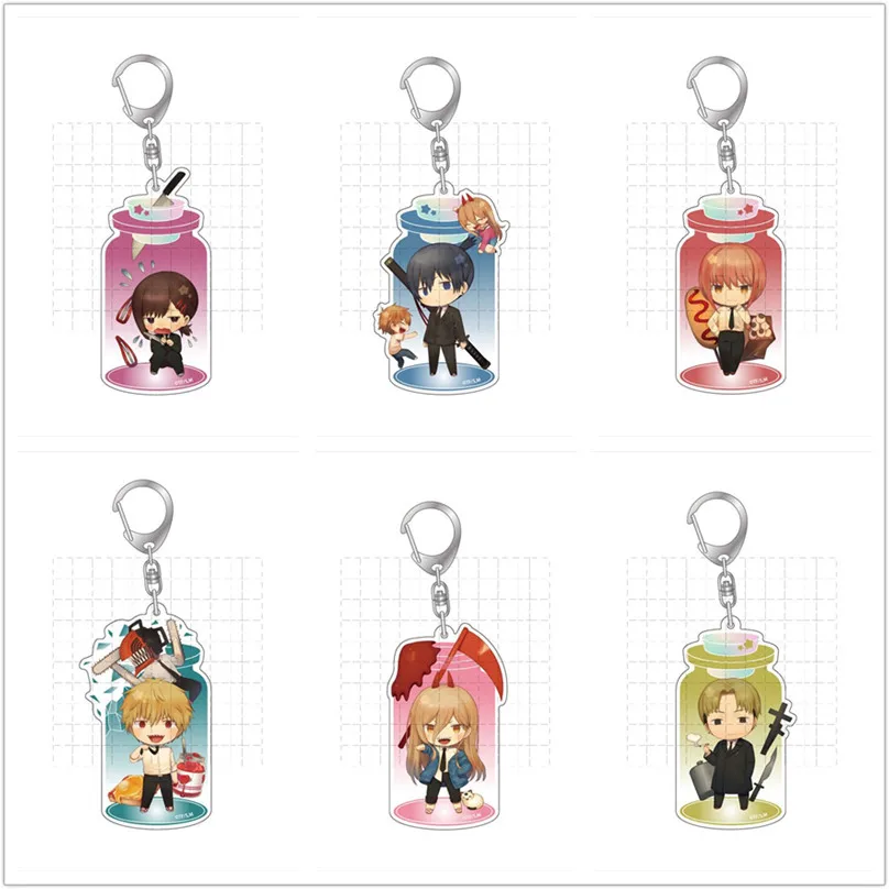 Game Kishibe Denji Makima Power Pochita Hayakawa Aki Keychain Doll Anime Higashiyama Kobeni Acrylic Keyring for Gift