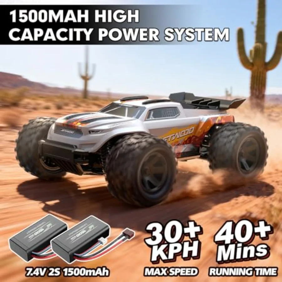 1:18 RC Buggy 36 KPH Fast RC Cars for Adults, 4WD Ready to Run Remote Control Car with 2 Batteries, Hobby RC for Boys and Begin