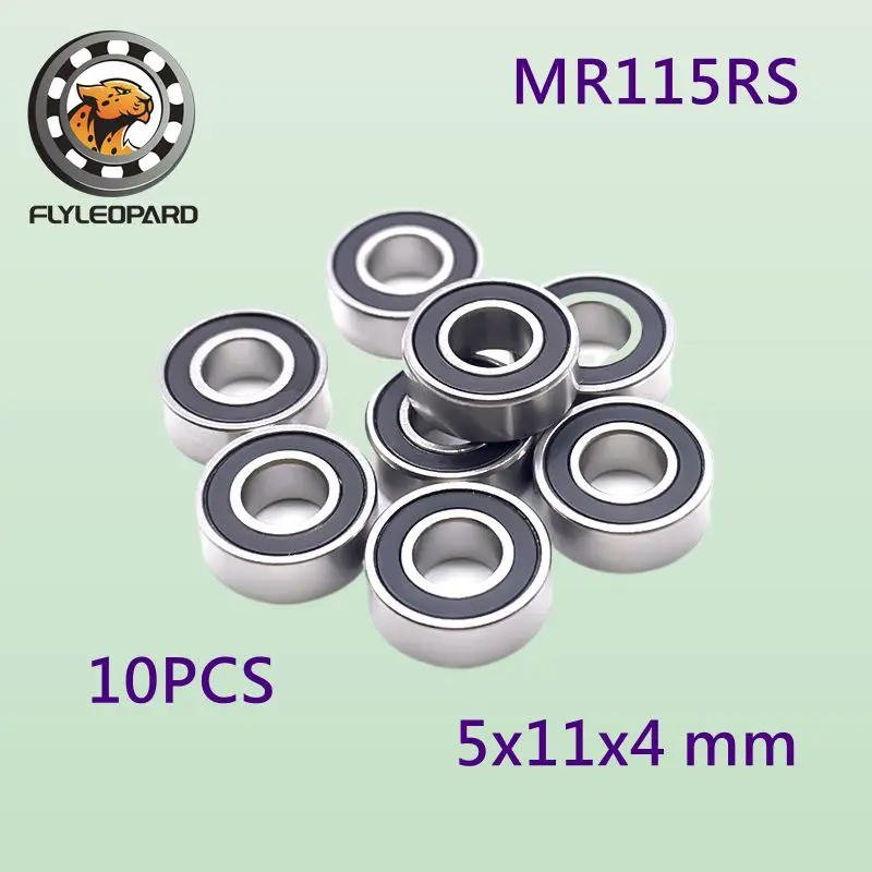10Pcs MR115-2RS ABEC-7 Precision Micro Bearings: 5x11x4mm, Double Rubber Sealed for High-Speed Micro Motors and Instruments.