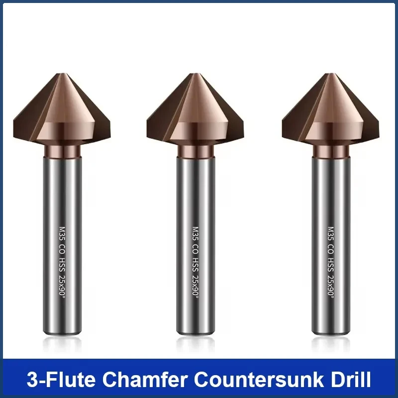 

Tungsten Steel Carbide 90-Degrees Chamfering Cutter 4.5mm-35.0mm Containing Cobaltbit Countersunk Drill Bit 3-Flutes