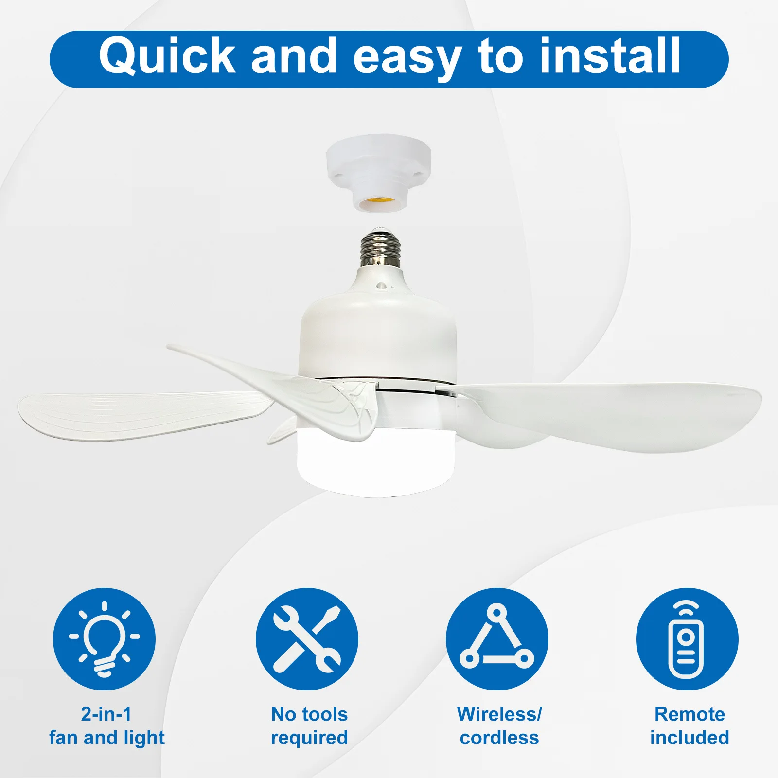 مروحة سقف LED 52 سم 2 في 1 E27 ضوء ليلي 3000 كيلو-6000 كيلو مع جهاز تحكم عن بعد لغرفة المعيشة والدراسة والاستخدام المنزلي 85-265 فولت