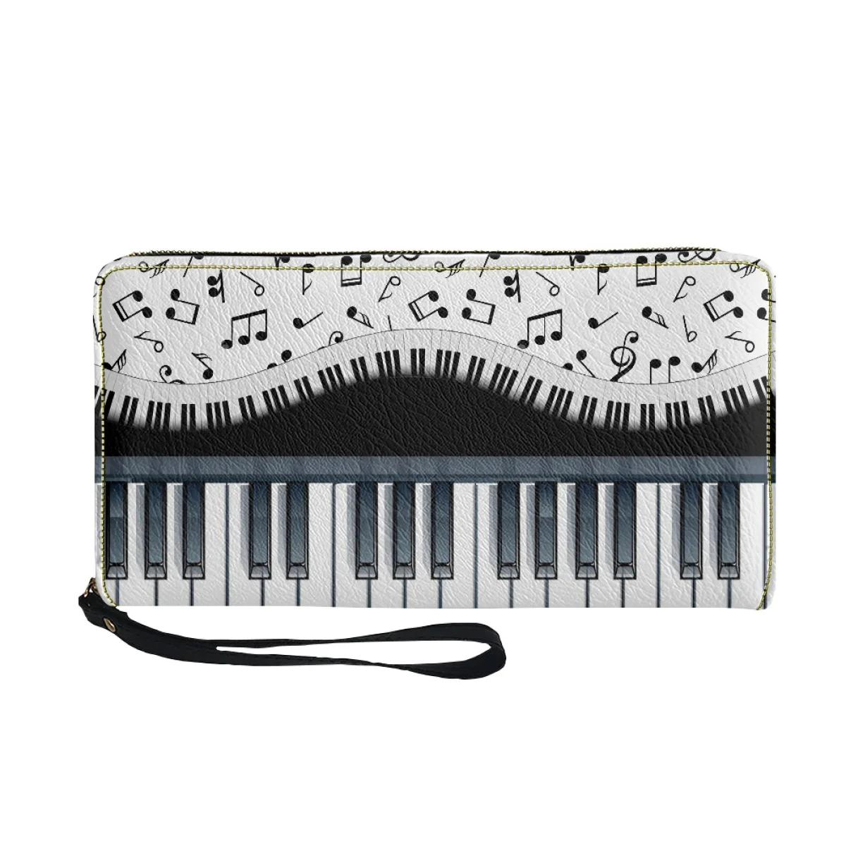 Piano Muziek Note Print Luxe Vrouwen Portefeuilles Lederen Rits Vrouwelijke Portemonnees Lange Multifunctionele Kaarthouder Voor Tienermeisjes Cluth Bags