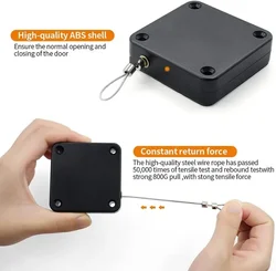 Automatic Door Closer Punch-free 500g-1200g Wire Rope Retractable Automatic Recovery Coil Closing Device Furniture Hardware Tool