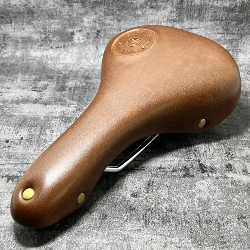 Q1106 Bicycle Saddle Handmade Brown Vintage Racing Mountain Bike Cushion Saddle Brown High - End Retro Bag Seat