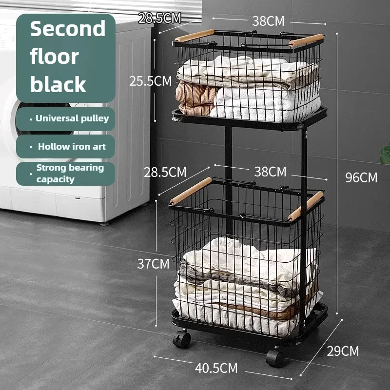 ‌Multi-Layer Rolling Laundry Hamper Cart: Ventilated Anti-Mold Clothes Storage Organizer with Wheels for Bathroom‌ JJ747