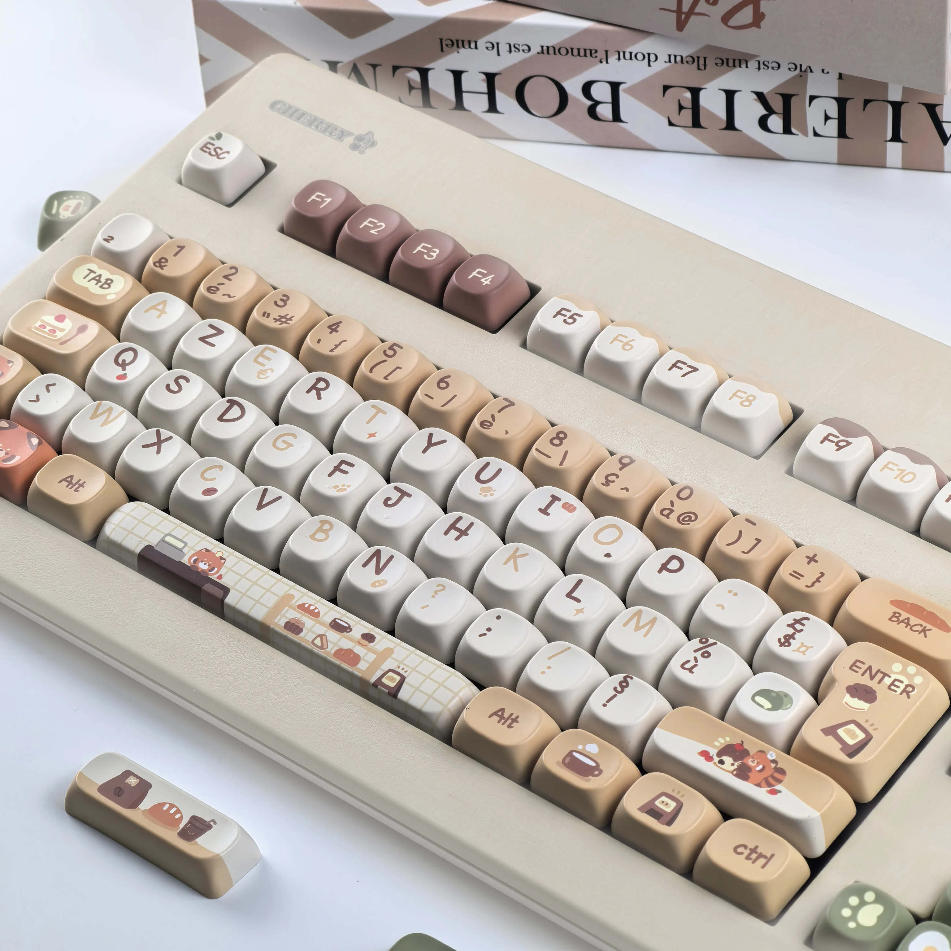 

MAIMOOO Keycap ISO Azerty French Alice Layout Keyboard Keycaps Touches Azerty Little Panda Coffee Shop Moa Pbt Cute Keycap