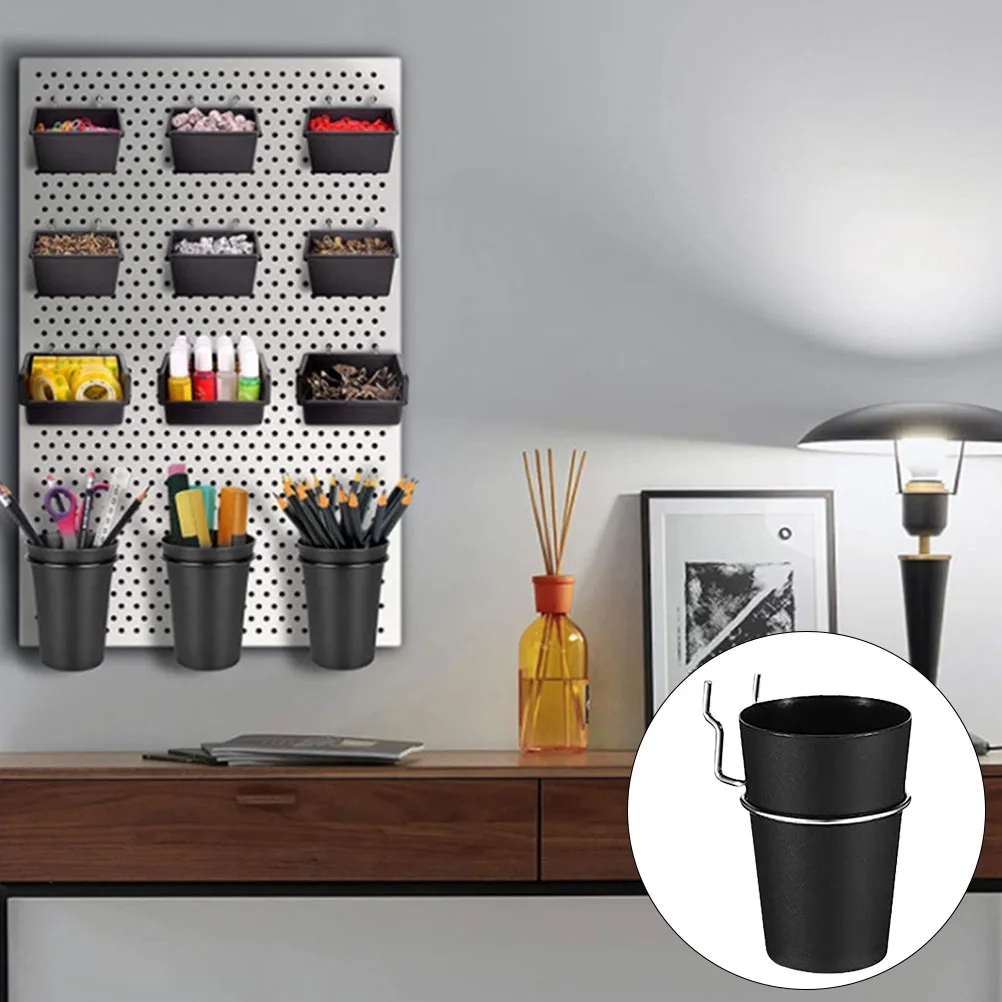 

6 set 1Inch Cups Hooks Black Round Set Pegboard Accessories For Craft Room Office Garage Storage Organizer Household Accessories