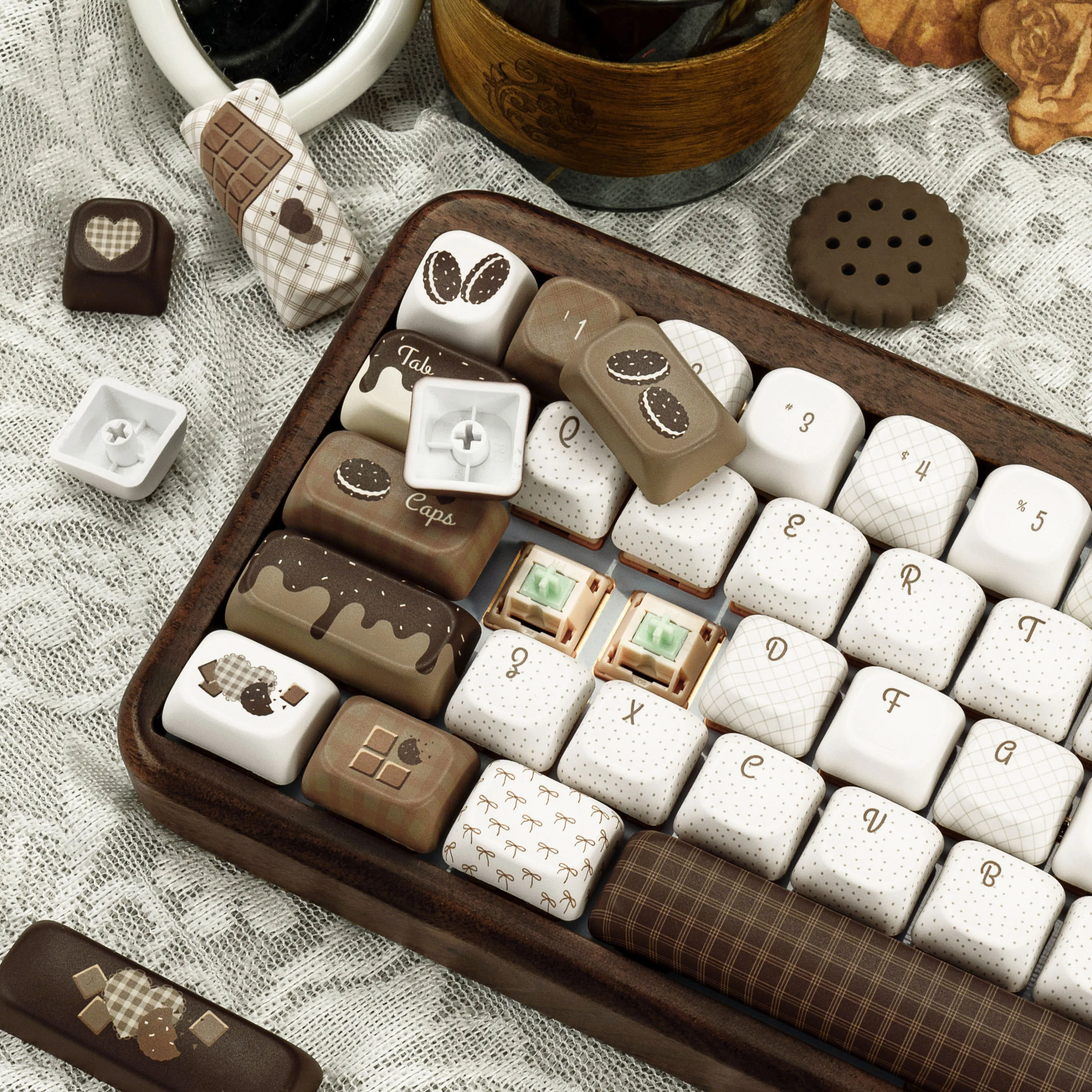 MAIMOOO Crispy Black Chocolate Keycaps CHERRY FOA PBT Sublimation Customization Personality for Mechanical Keyboard Keycaps