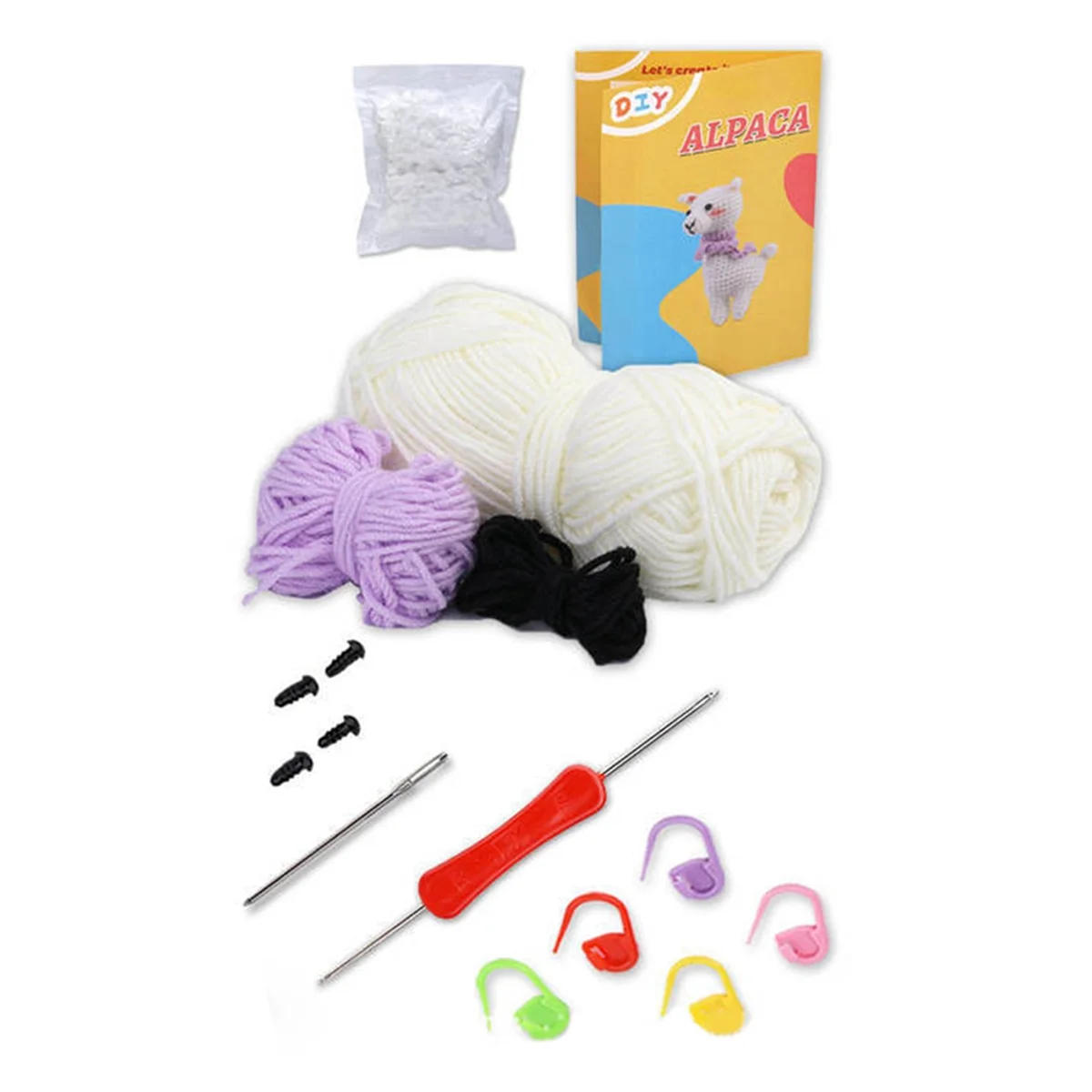 

Crochet Kit for Beginners,Complete Crochet Kit,DIY Animal Alpaca Crochet Kit with Knitting Markers Yarn Ball,Instruction