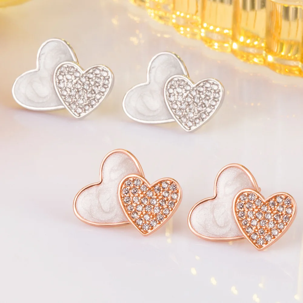 

925 Sterling Silver White Heart Zircon Luxury Stud Earrings For Women Engagement Jewelry Wholesale Money 925 Jewellery