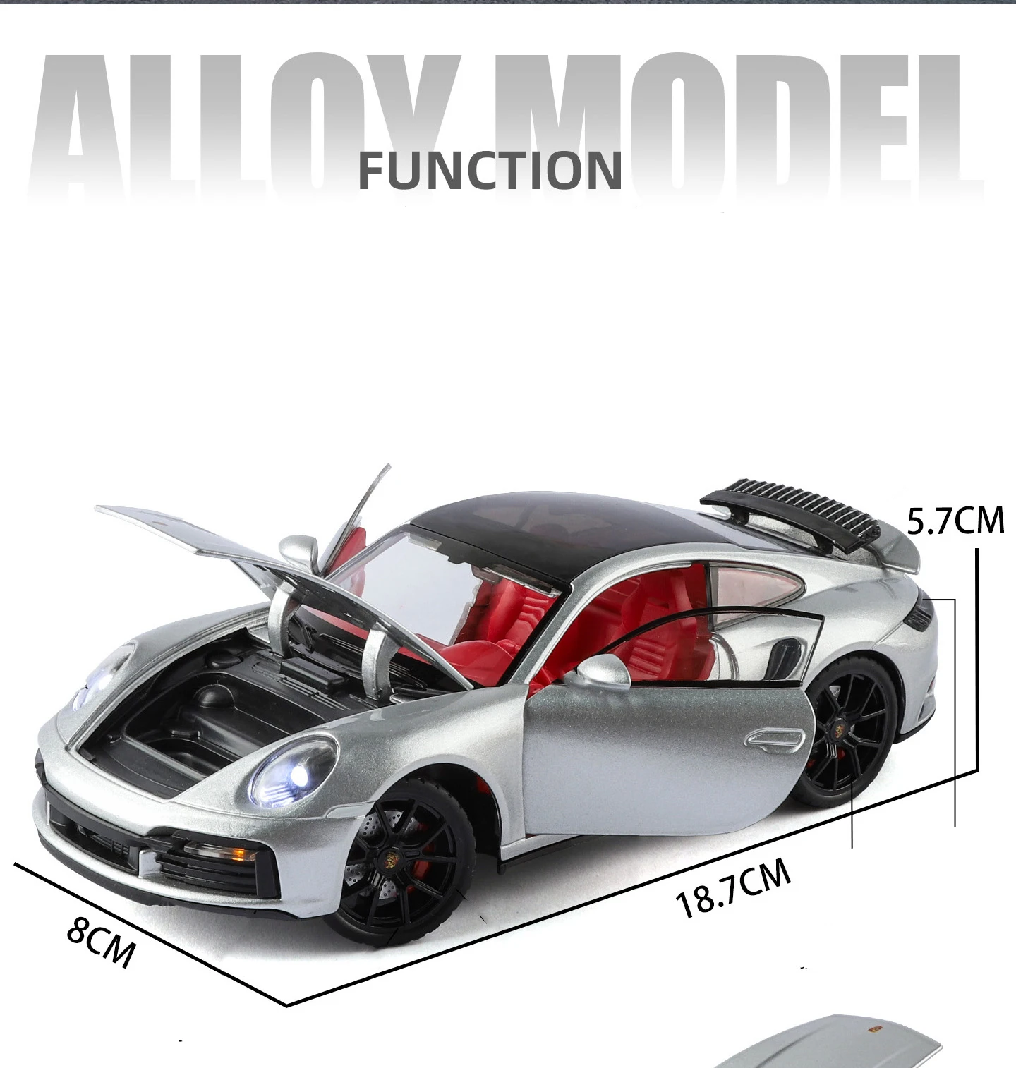 1:24 Porsche 911 992 Turbo S Legierung Sportwagen Modell Druckguss Metall Rennfahrzeug Auto Modell mit Simulation Sound und Licht Kinderspielzeug Geschenk – Detail 2
