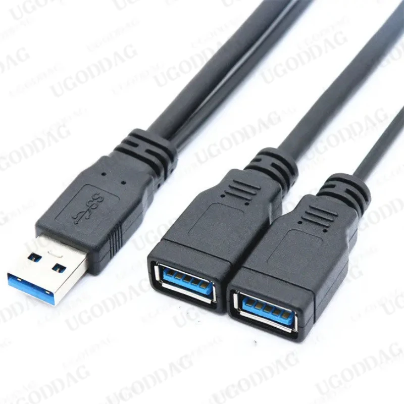 1 Uds USB 3,0 A 1 macho a 2 USB Dual hembra adaptador de corriente de concentrador de datos Y divisor Cable de alimentación de carga USB Cables de extensión nuevo