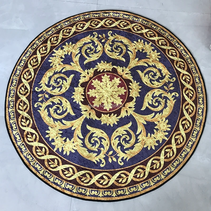 

New Style Gold Diamond Velvet Shiny Round Mat Living Room Coffee Table Cute Mat Cartoon Carpet Washable 200cm