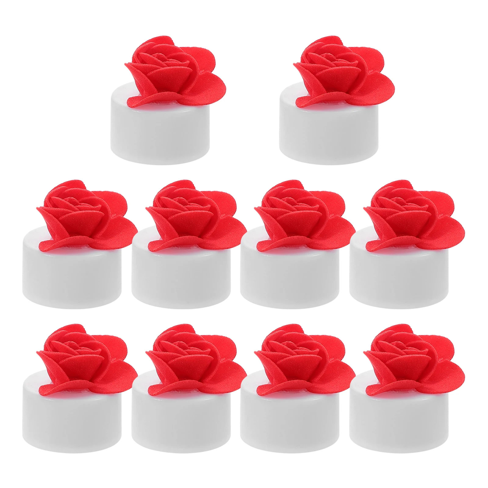 12Pcs Flameless Rose Lights LED Tea Lights for Weddings Valentine's Decor Romantic Atmosphere Operated Red Roses