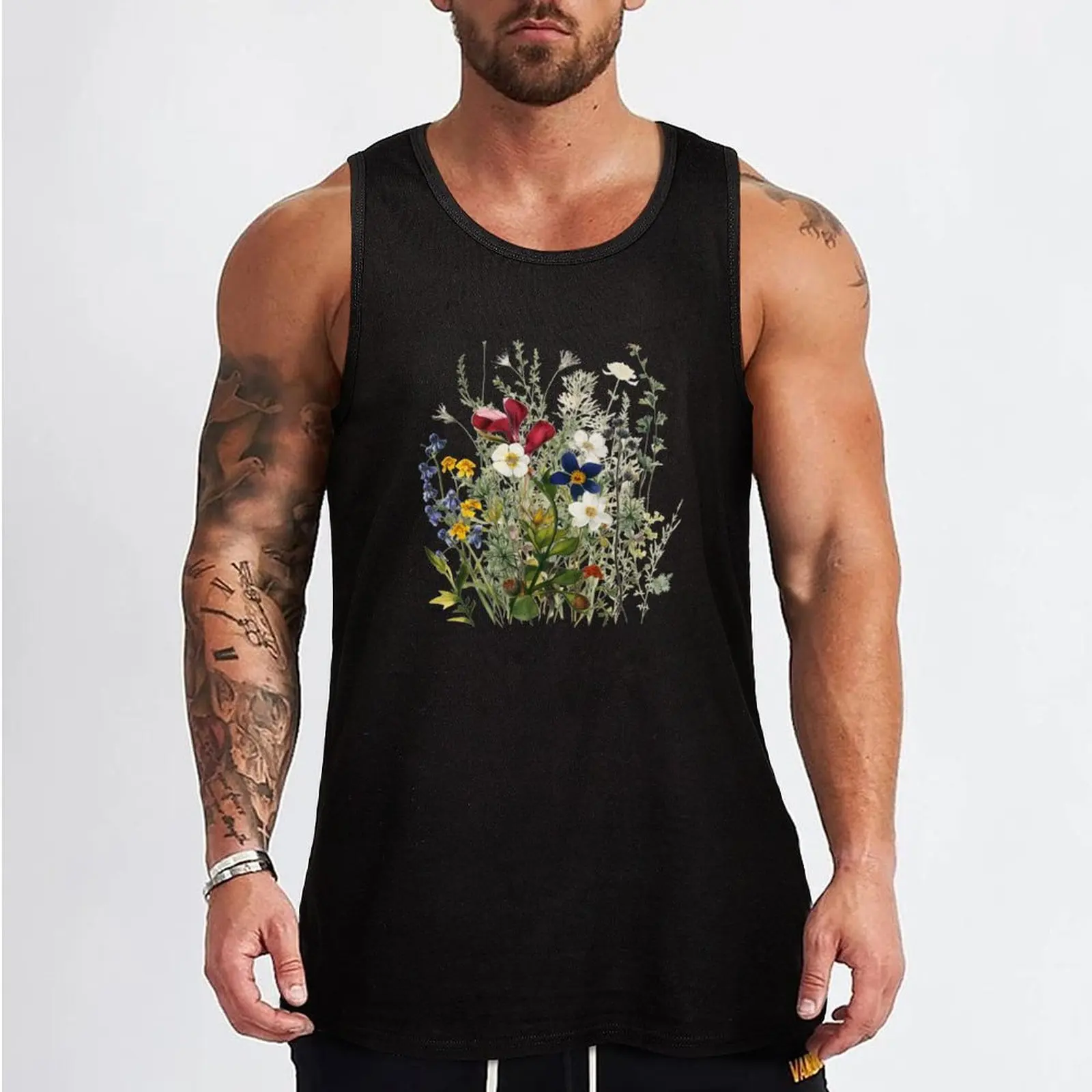 Wild Flowers Botanical Flower Nature Tank Top Gym man singlets for men Men's t-shirt