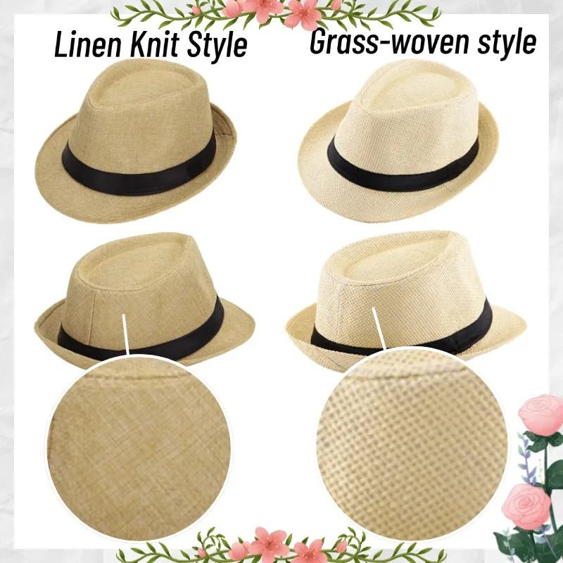 10-50Pcs Straw Fedora Hat Havana Night for Men Women Panama Wedding Party Hat for Guest Trilby Short Brim Cap Birthday Favors view 6