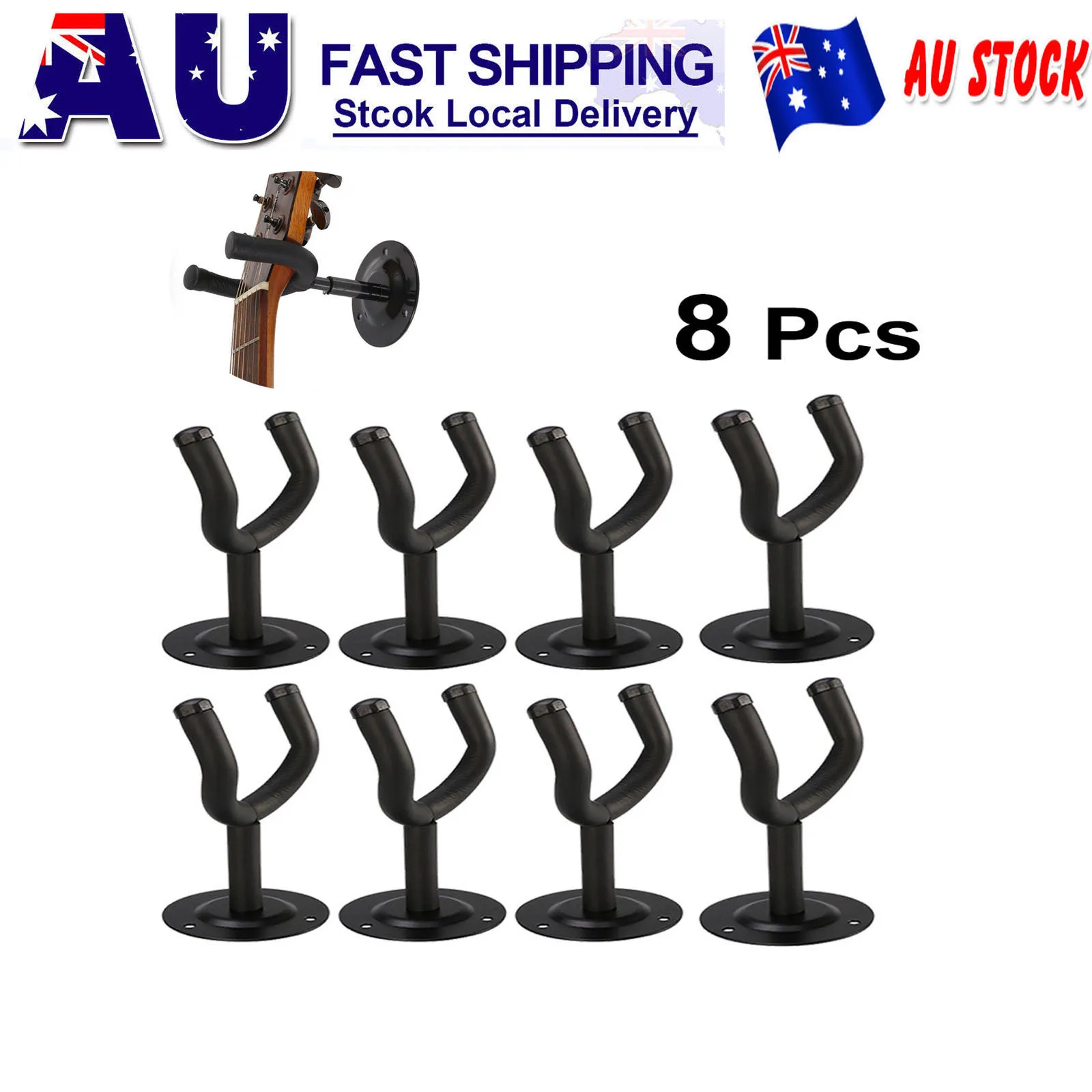

8 Pcs Guitar Hook Hanger Stand Guitars Instrument Hangers for Wall Mount Double
