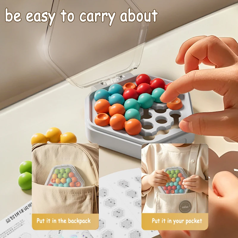Smart 3D Magic Bead Puzzle Strategy Toys Kids Logice Thinking Challenge Brain Game Montessori Intellectual Clearance Travel Toys