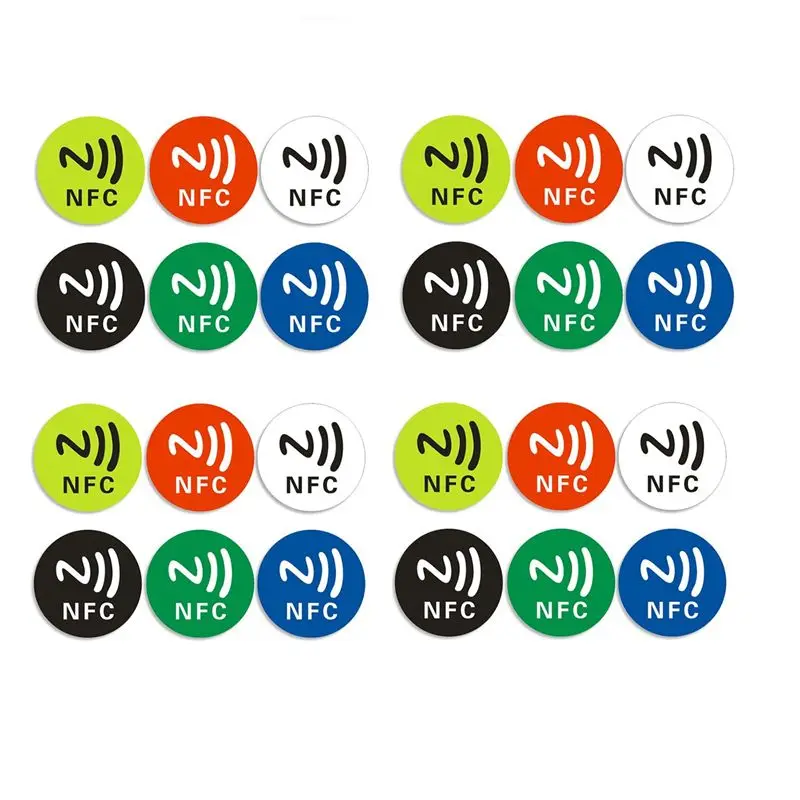 A29F-24 PCS Ntag213 TAG Sticker Universal Label RFID Token Patrol 13.56Mhz Multicolor For Shortcut ETC Stickers