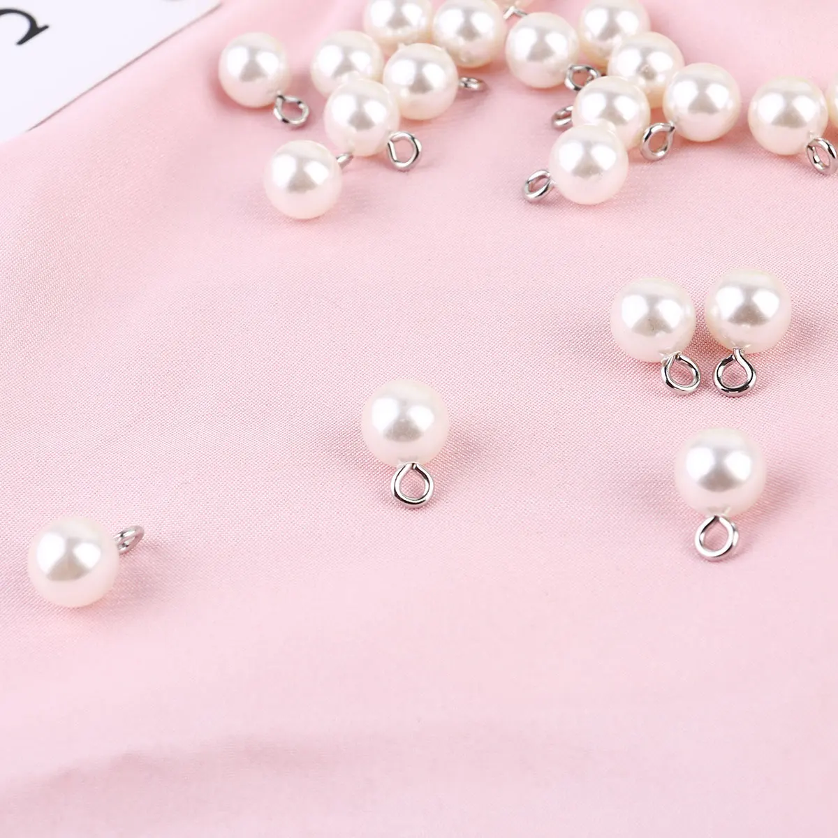 

100pcs Pearl Pendant Jewelry Bead Charm White Round Imitated Faux Simulated Pearl DIY Accessory Earring Necklace Making