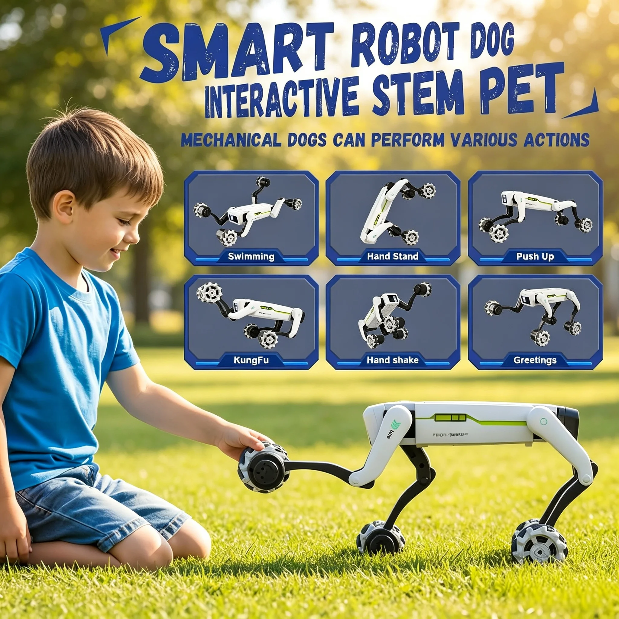 Intelligent remote control robot dog toy voice control programmable mechanical dog 30+bionic stunt action all terrain off-road f