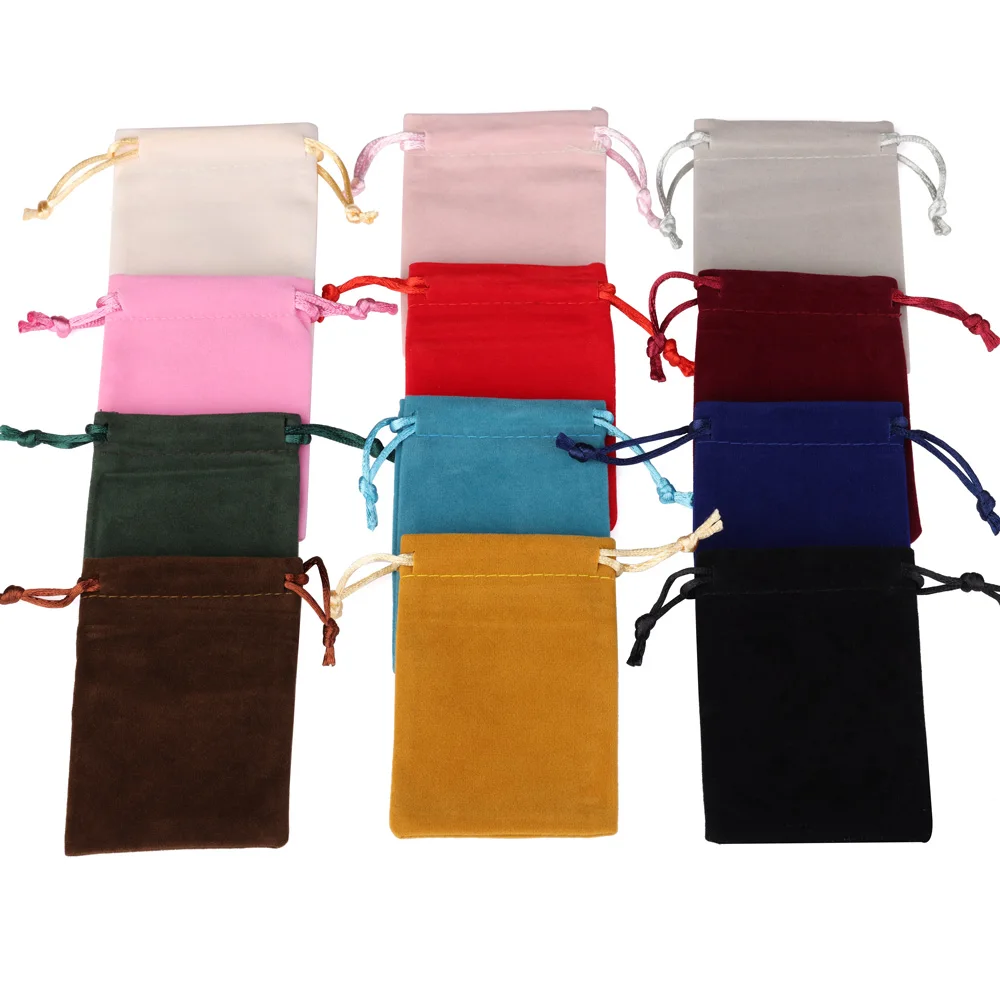 10pcs 5x7cm Mixed Color Velvet Gift Bags High Quality Soft Velvet Christmas Jewelry Gift Display Packaging Drawstring Pouches