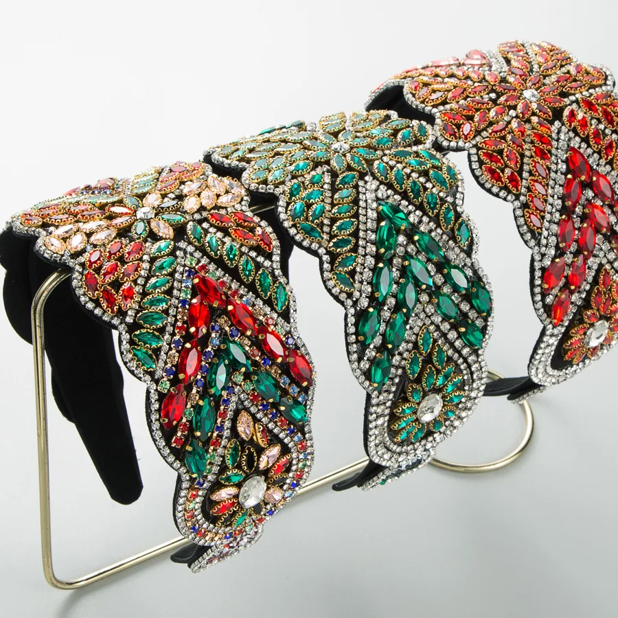 

European and American Fashion Retro Baroque Heavy Industry Rhinestone Wide Edge Headband Hair Accessories Women
