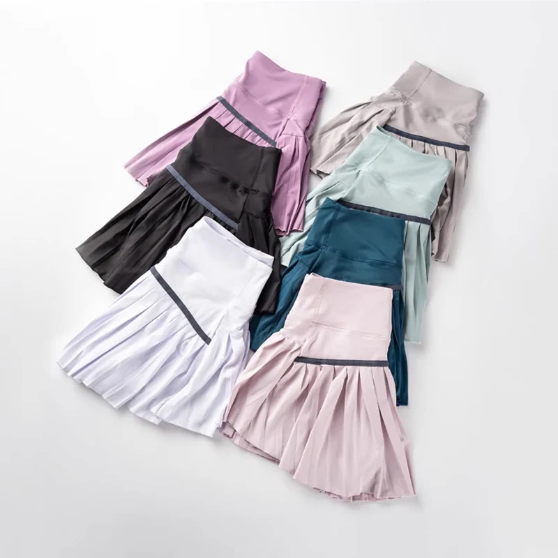 

Summer new dress pants false two-piece pleated skirt sports fitness skirt female