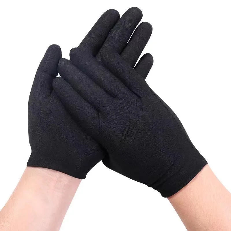 Black Cotton Gloves Washable Moisturizing Gloves for Dry Hands Working Jewelry Inspection Serving Spa Coin Art Handling Gloves